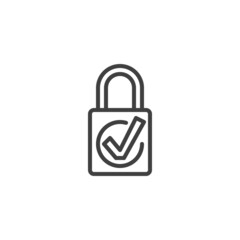 Lock with check mark line icon