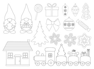 Fototapeta na wymiar Christmas Gnomes coloring vector illustration