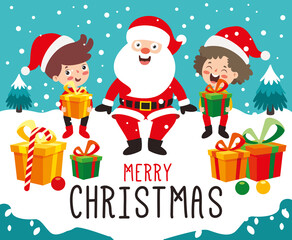 Children Celebrating New Year And Christmas