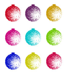 Dotted Grunged Textured Colorful Christmas Balls Ornaments