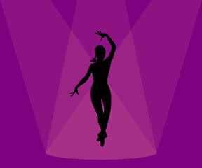 Fototapeta na wymiar black silhouette of a girl who is dancing