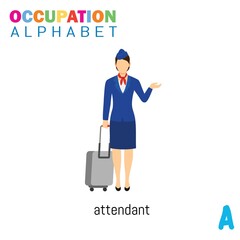 Vector Illustration of alphabet occupation with A letter. Suitable for Education purposes.