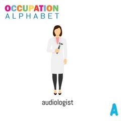 Vector Illustration of alphabet occupation with A letter. Suitable for Education purposes.