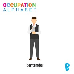 Vector Illustration of alphabet occupation with B letter. Suitable for Education purposes.