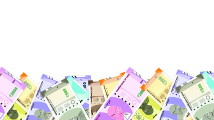Indian 10, 20 , 50, 100, 200, 500, 2000, rupees currency banknote with white background vector