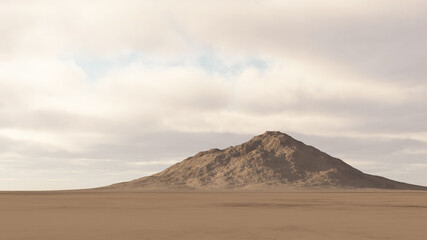 Fototapeta na wymiar Desert with mountan. 3D landscape.