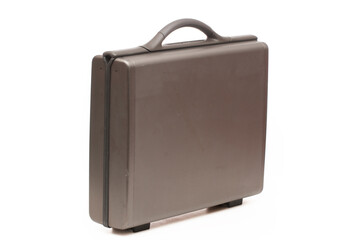 old fashioned briefcase on white background