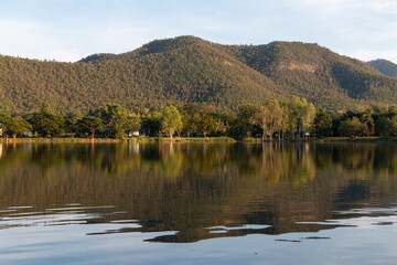 Mountains and lake at Mae On Tai, San Kamphaeng, Chiang Mai ,Thailand