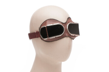 vintage military goggle on white background