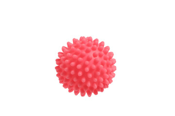 Red prickly ball on a white background.