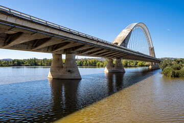 Naklejka premium The Lusitania Bridge over the Guadiana River in Merida, Extremadura, Spain