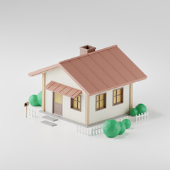 3d isometric render of a small house, Real estate concept.