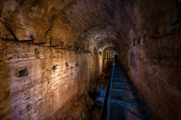 Obraz premium The cerezuelo river under the ruins of the church of Santa Maria, Cazorla, Spain