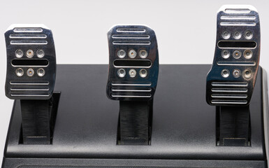 All three car metal shiny pedal isolated