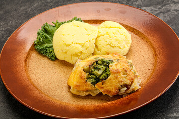 Roasted pangasius fillet with mashed potato