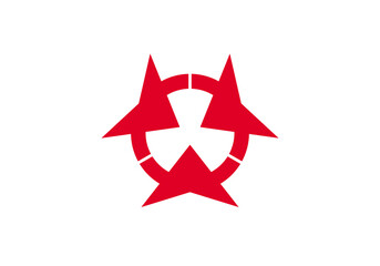 Oita - Japan national flag and prefectural symbol