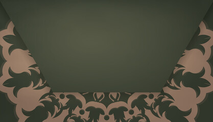 Green background with Indian brown ornaments and place for your logo or text
