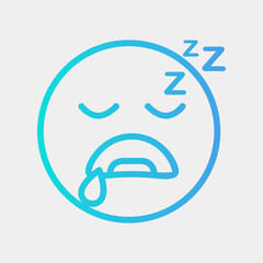 Sleep emoji icon vector illustration in gradient style, use for website mobile app presentation