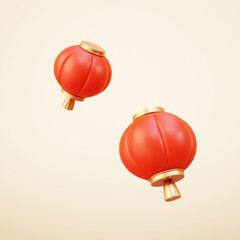 3d plastic Asian red lantern toys © MITstudio