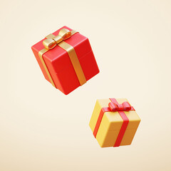 3d gift boxes floating in mid air
