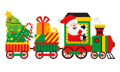 Christmas With Santa Claus In Train