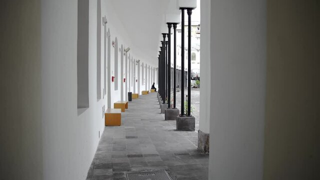 Contemporary Art Center of Quito, Ecuador. Walls and arches painted white, old military hospital, museum
