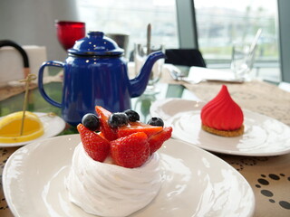 Russian traditional tea dessert berry cake