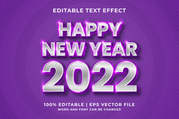Editable text effect - Happy New Year 2022 3d template style premium vector