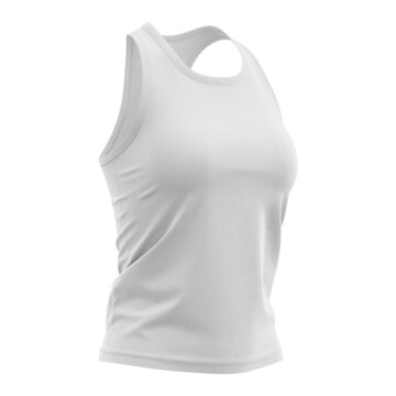 Women's Tank Top Mockup, Half Side Front View - 3D Illustration Isolated on White Background