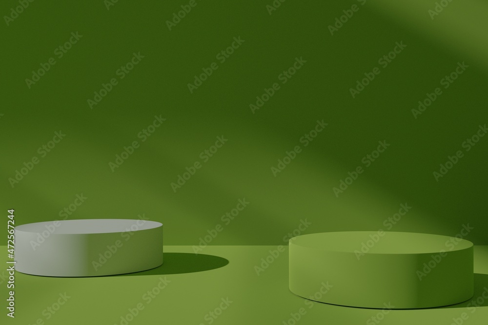 Aufkleber 3d render podium scene for product display with green background