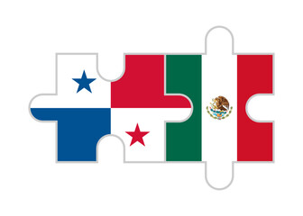 puzzle pieces of panama and mexico flags. vector illustration isolated on white background