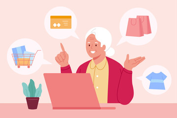 Elder shopping online at home