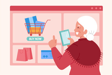 Elder shopping at online store