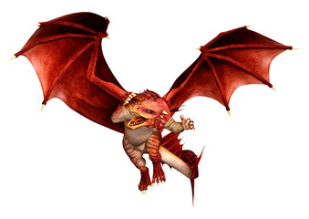 3D Rendering Fairy Tale Dragon on White