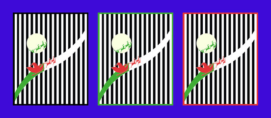 Santa clause moonlight themed design.Op art minimal design vector illustration