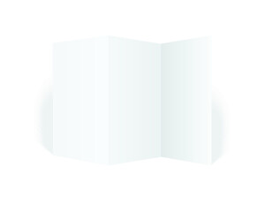 Blank white folded brochure isolated on a white background
