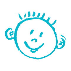Icon in hand draw style. Drawing with wax crayons, children's creativity