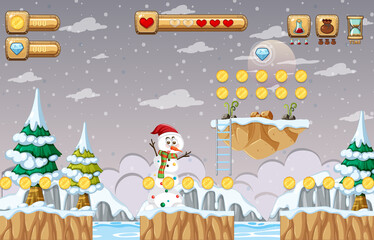 Fototapeta premium Game Template Snow Scene