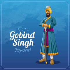 Guru Gobind holding sword greeting card