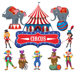 Obraz premium Set of amusement park elements isolated