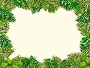 Fototapeta na wymiar Empty background with tropical leaves elements