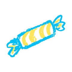 Icon in hand draw style. Drawing with wax crayons, children's creativity