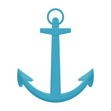 Blue see anchor isolated on white background. Flat vector illustration