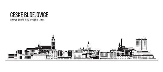 Cityscape Building Abstract Simple shape and modern style art Vector design - Ceske Budejovice city