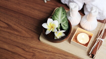 Candles for Spa with stones,Top view of the spa set