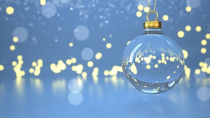 Fototapeta na wymiar Glass Christmas Tree Bauble Bokeh Lights