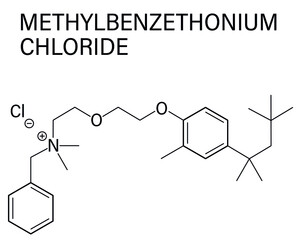 Methylbenzethonium chloride antiseptic molecule. Skeletal formula.	