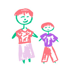 Icon in hand draw style. Drawing with wax crayons, children's creativity