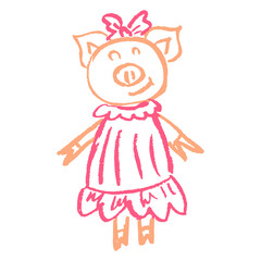 Icon in hand draw style. Drawing with wax crayons, children's creativity