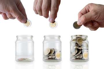 Three styles. Hands are putting in more coins